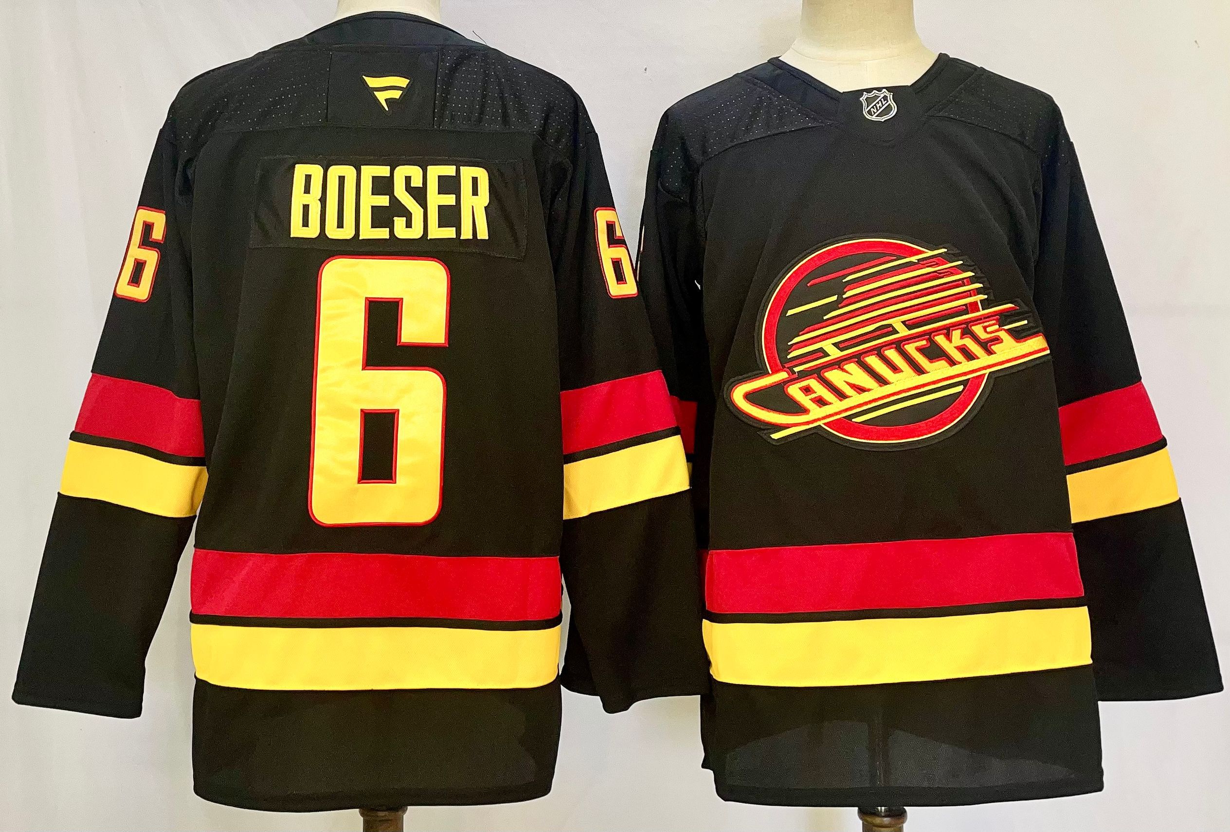 Men Vancouver Canucks #6 Boeser Black 2025 Home Premier Player NHL Jersey->vancouver canucks->NHL Jersey